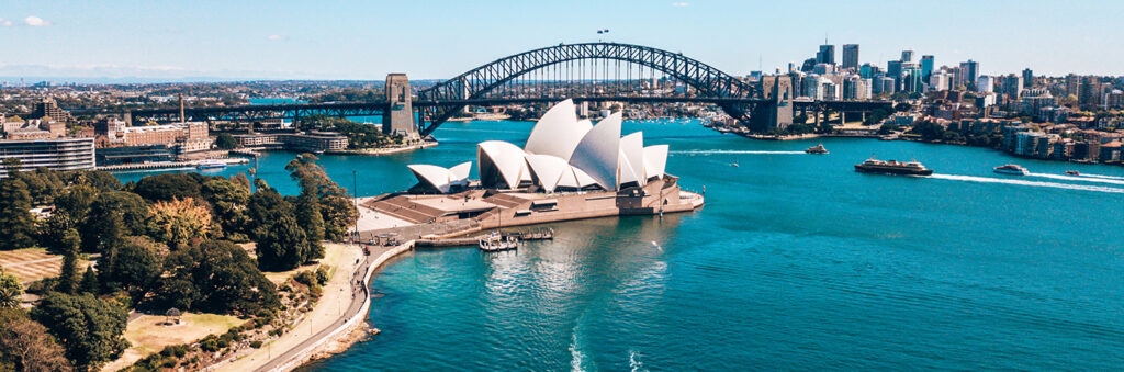 Sydney Opera House and Sydney Harbour Bridge Aerial View