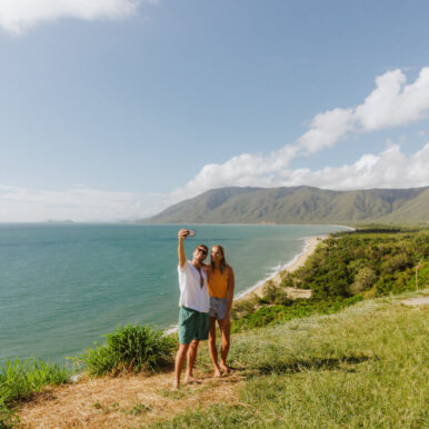 Couple with phone taking an 