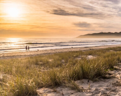 Sunset on Byron Bay beach.