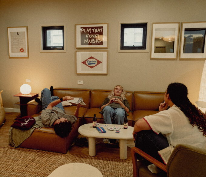 Young group relaxing in a Drifter lounge.